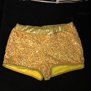 Sequin Gold spandex shorts